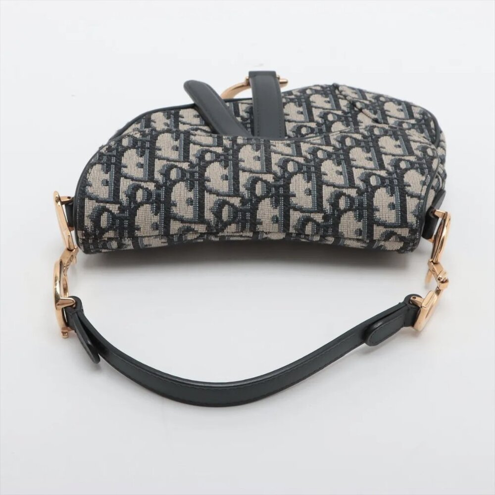Sold out ❌Christian Dior Oblique Saddle Bag canvas x leather Shoulde - Picture 4 of 8